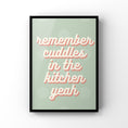 Load image into Gallery viewer, Cuddles in the Kitchen Print: Song Lyrics Wall Art