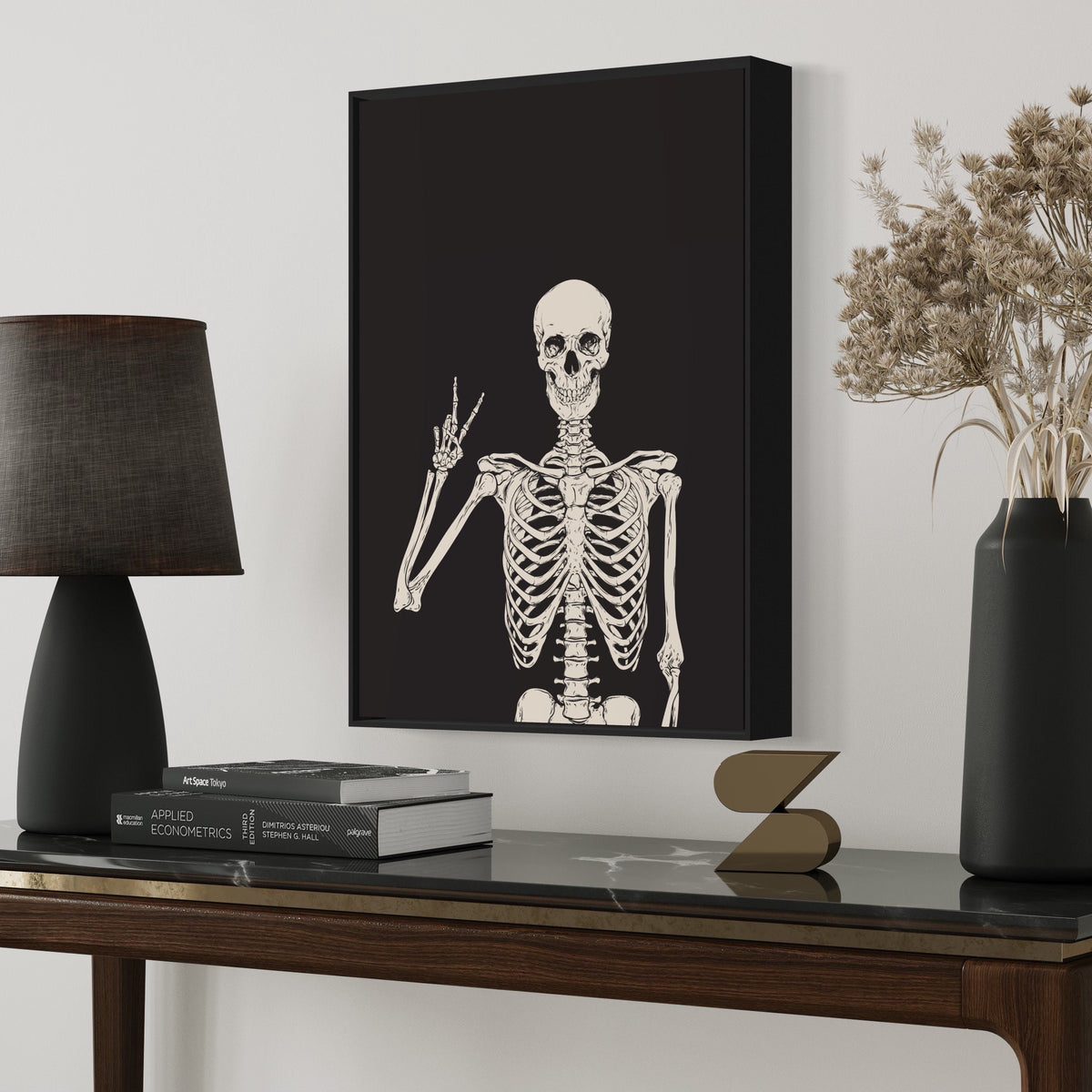 Skull Peace Sign Print: Gothic Skeleton Wall Art