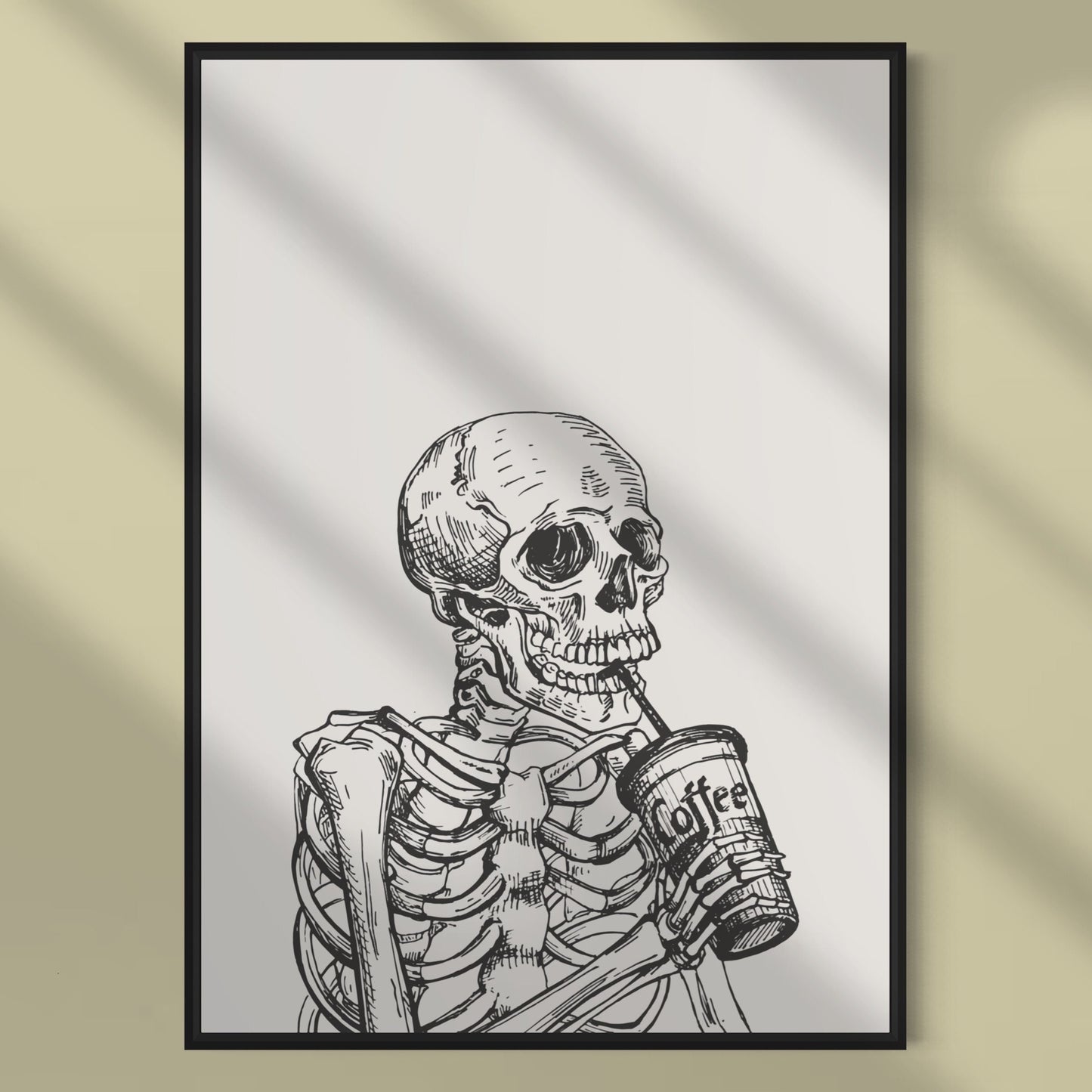 Skull Coffee Print: Gothic Skeleton Wall Art