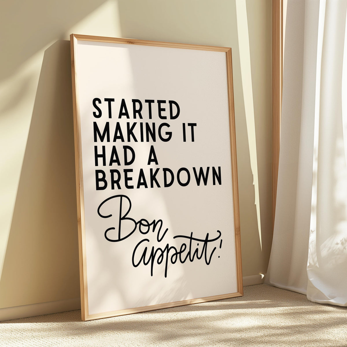 Funny Kitchen Wall Art Print - Bon Appetit Quote - Cooking Decor - James Akester - Baking Prints