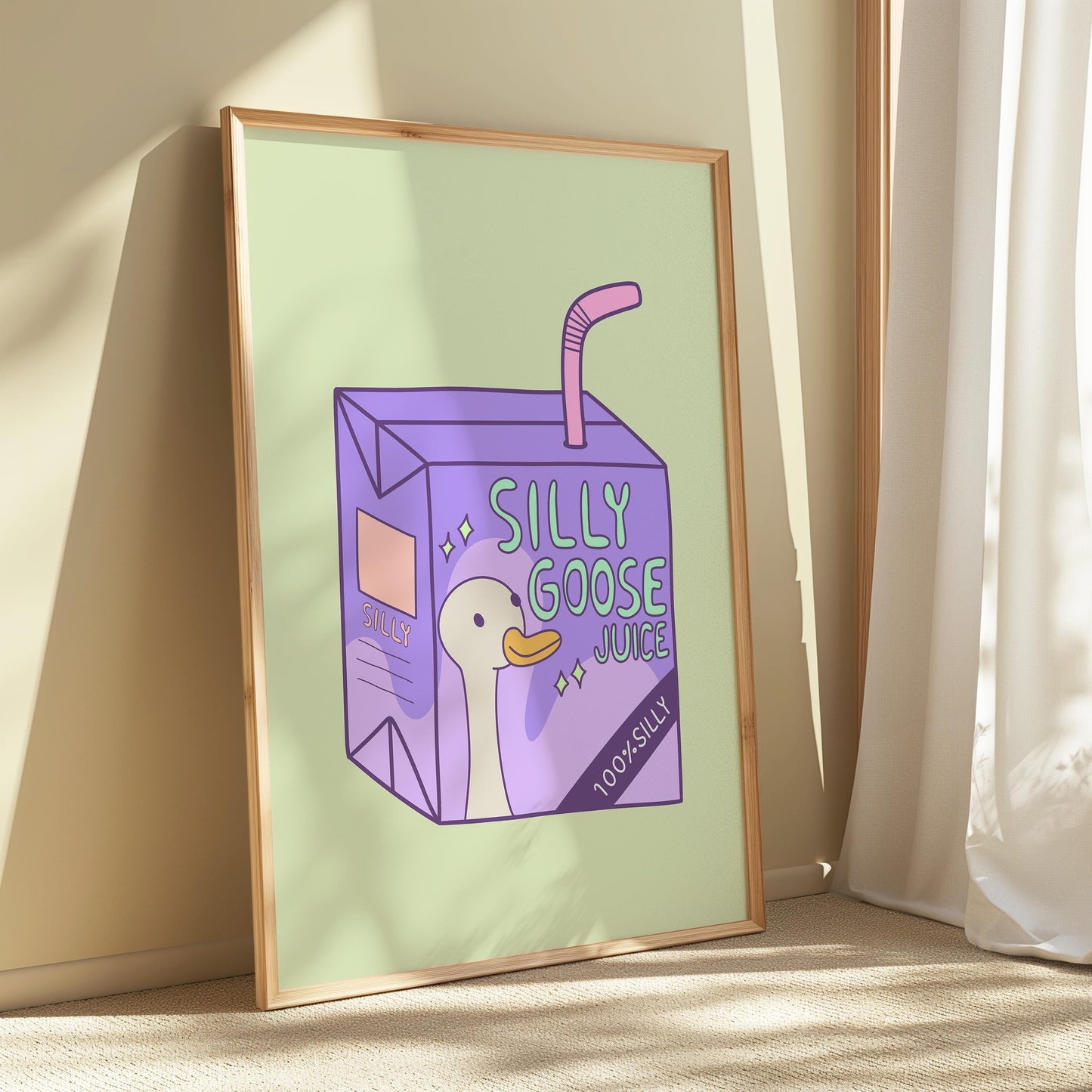 Silly Goose Juice Print: Quirky Kids Wall Art