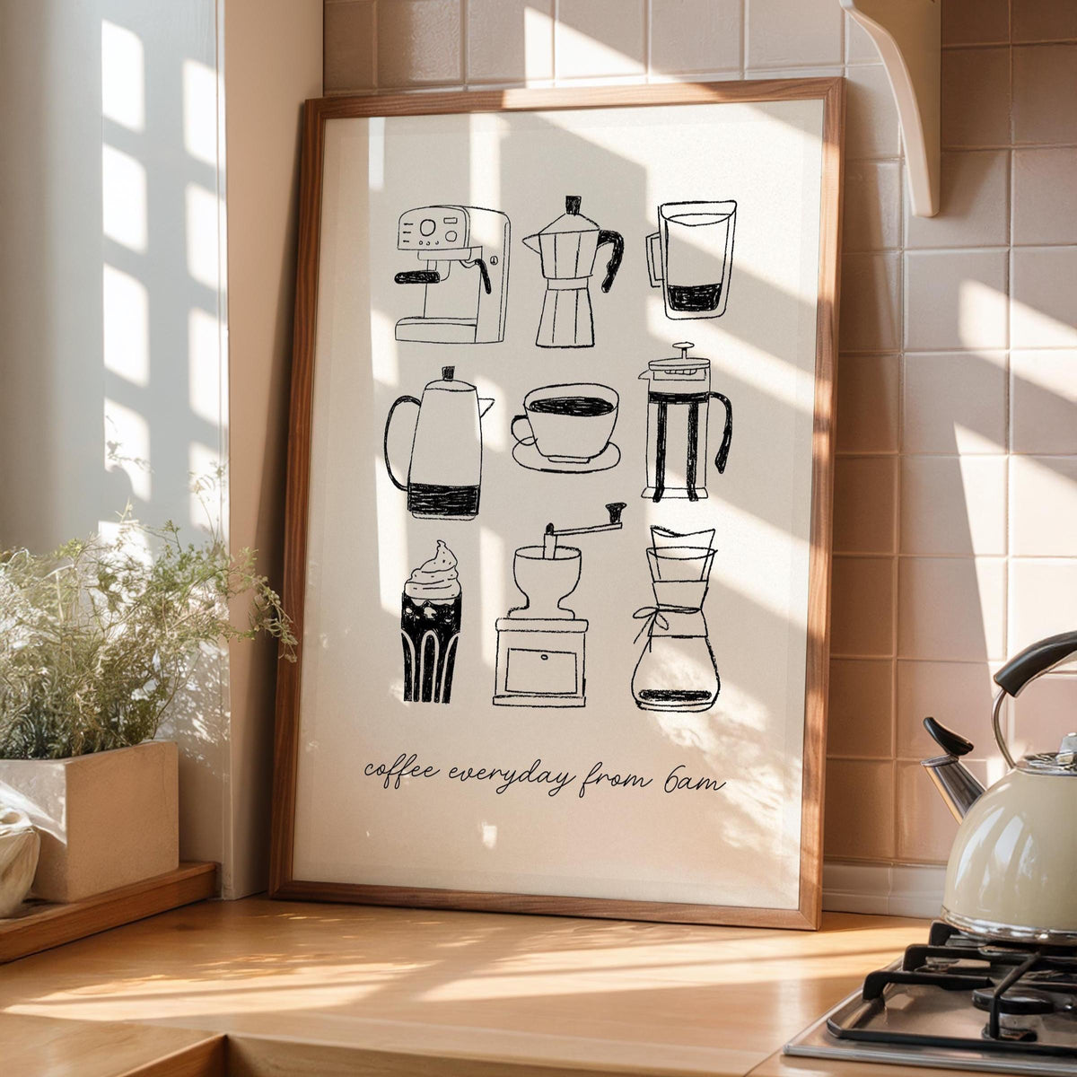 Coffee Kitchen Print - Coffee Drawings - Prints for Kitchen - Wall Art Prints