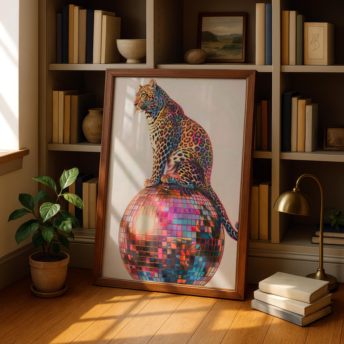 Disco Ball Leopard Print - Funky Kitchen Wall Art - Eclectic Prints - Maximalist Decor
