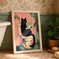 Load image into Gallery viewer, Black Cat Bathroom Art Print - Funny Home Decor - Prints for bathroom - Shower Wall Art - Bathroom Wall Decor