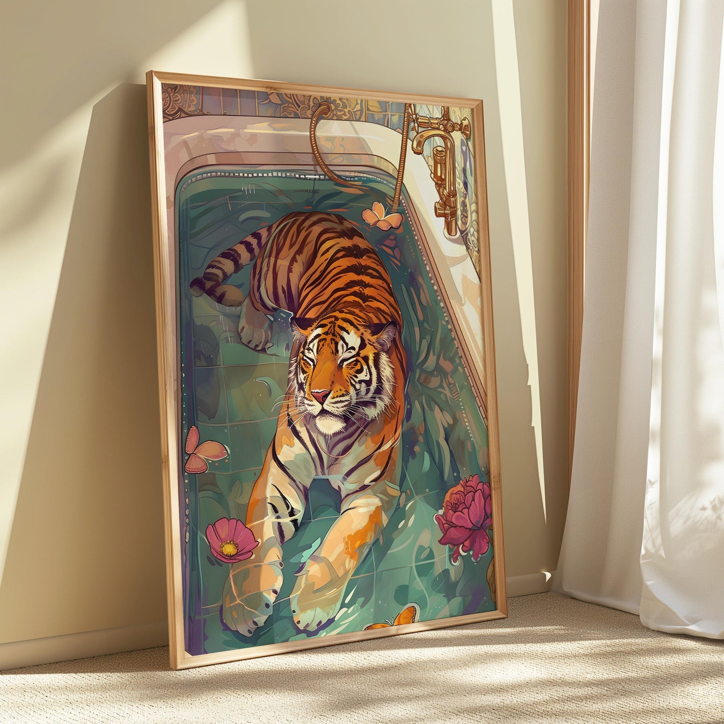 Tiger Bathroom Art Print - Funny Home Decor - Prints for bathroom - Shower Wall Art - Bathroom Wall Decor