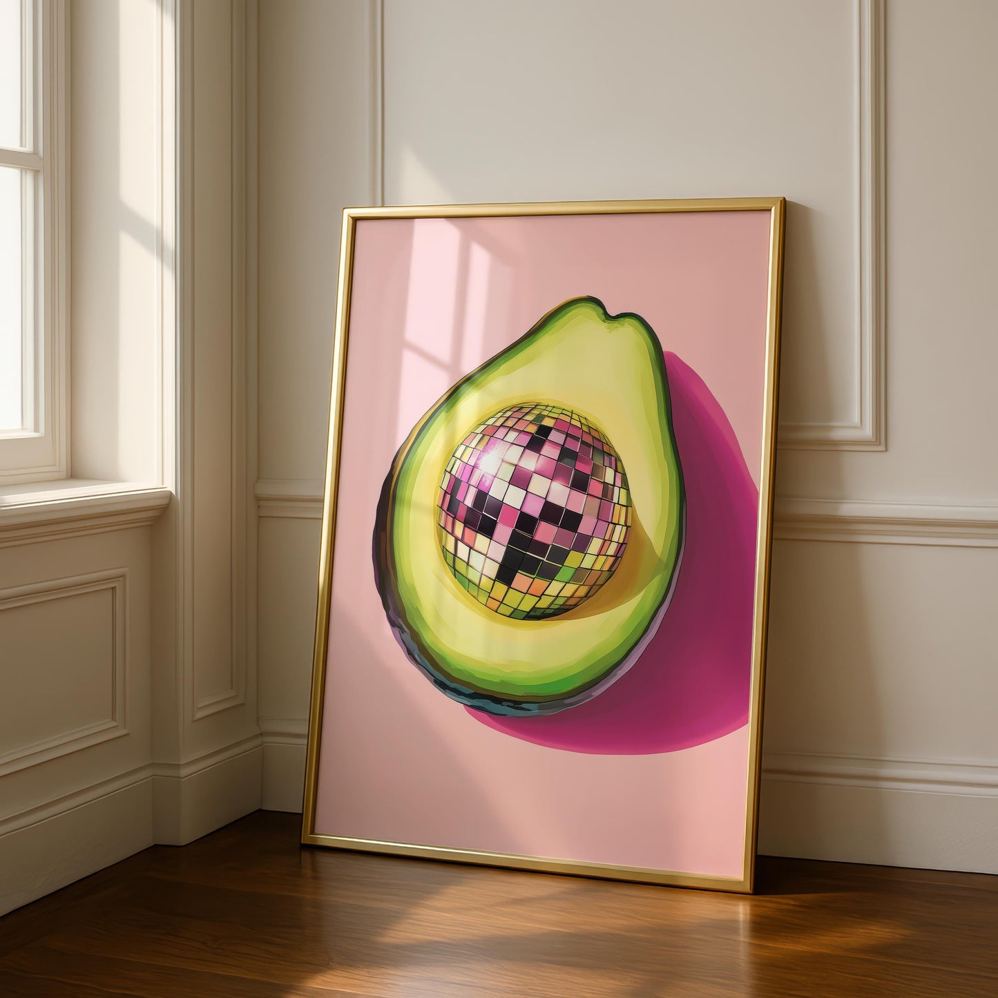 Avocado Disco Ball Kitchen Print: Fun Kitchen Poster - Dining Decor