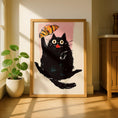 Load image into Gallery viewer, Cat Croissant Kitchen Print - Cafe Breakfast Art - Fun kitchen decor