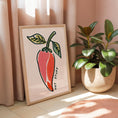 Load image into Gallery viewer, Hot Stuff Chilli Poster - Kitchen Print - Typography Art - Kitchen Quotes - Colourful Kitchen Decor