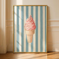 Load image into Gallery viewer, Ice Cream Print - Funky Kitchen Wall Art - Stripey Blue Prints - Dining Room Art