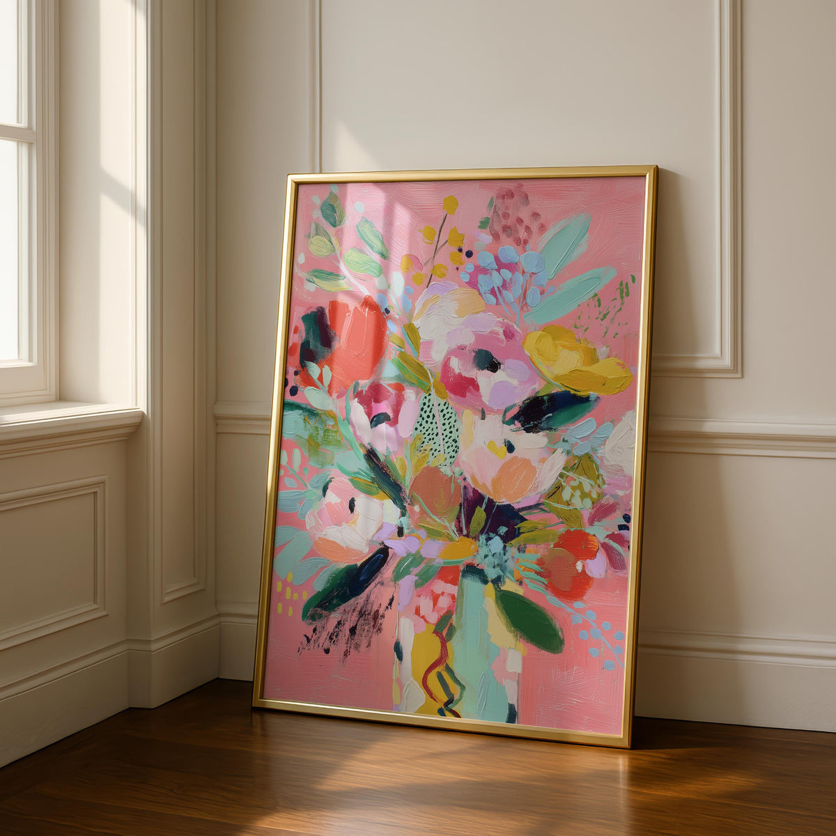 Flower bouquet print - abstract print - colourful wall art - Paintings