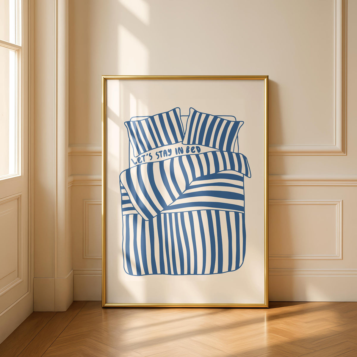 Stay in bed - Bedroom Print - Minimalist Art - Bedroom Sketch Poster