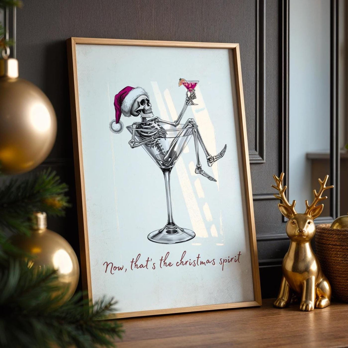 Skeleton Christmas Wall Art Print - Funny Xmas Decor - Christmas Poster - Christmas Home Decor