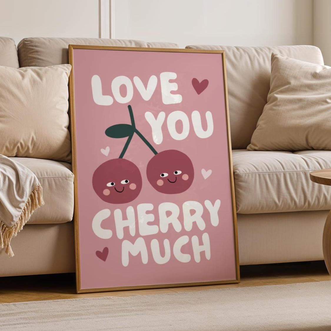 Love you - love quotes - Cherry Priints - Kitchen Typography art - bedroom art