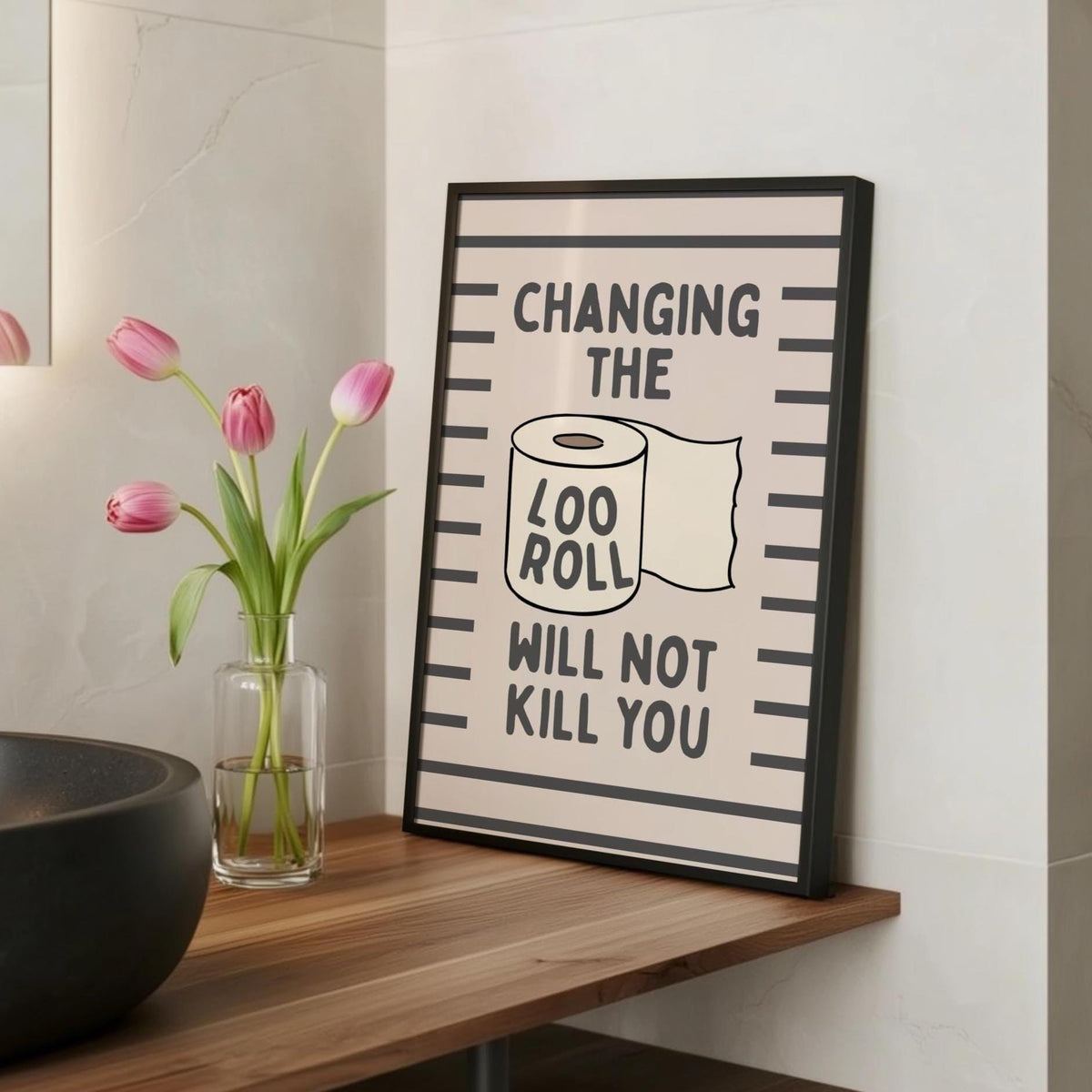 Funny Toilet Paper Print - Loo Roll Poster - Bathroom Decor - Toilet Art