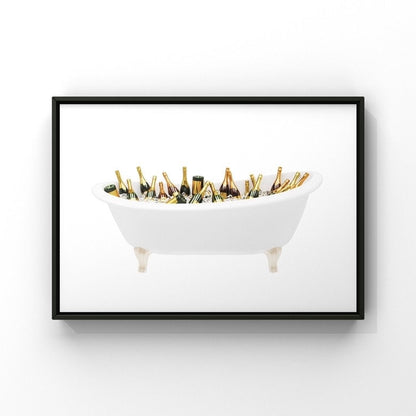 Champagne Watercolor Bathroom Print - Cute Bathroom prints