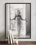 Load image into Gallery viewer, Black and White Bathroom Print: Woman on Balcony Wall Art
