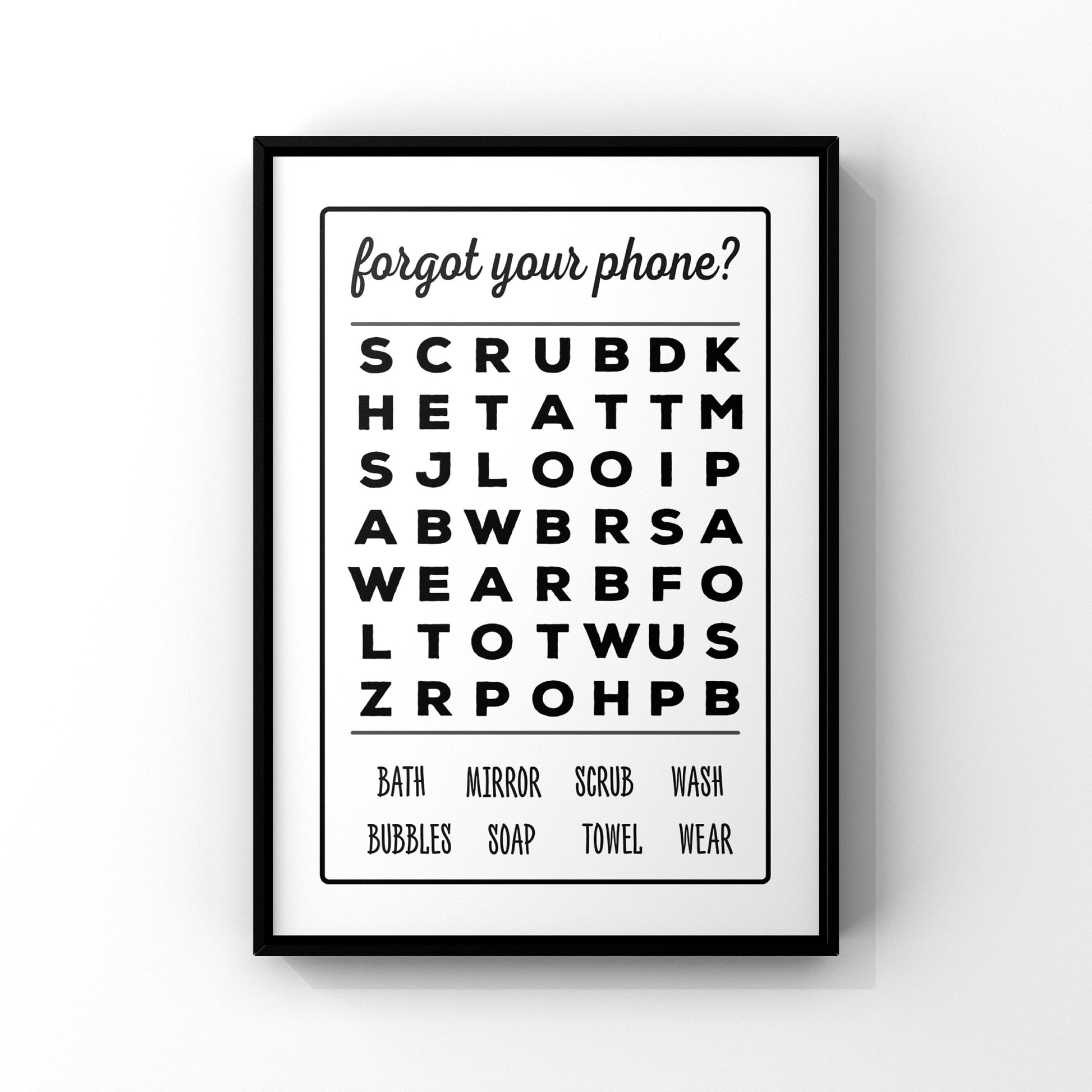Funny Bathroom Wordsearch Print: Home Wall Art