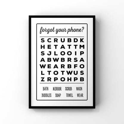Funny Bathroom Wordsearch Print: Home Wall Art