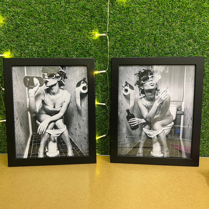 Funny Bathroom Print: Black and White Wall Art
