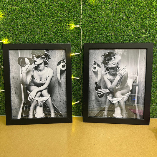 Funny Bathroom Print: Black and White Wall Art