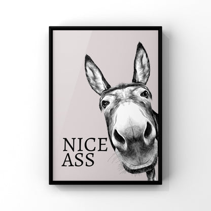 Funny Donkey Bathroom Print: Humorous Wall Art Decor