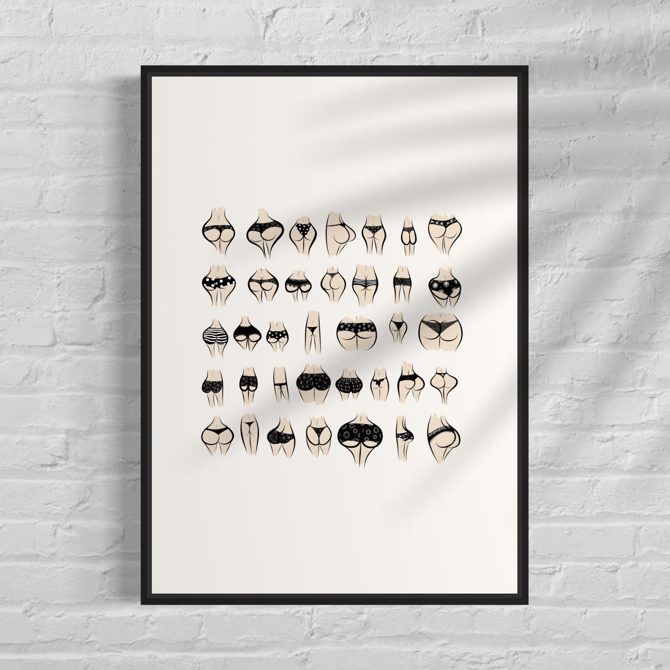 Funny Bum Print: Bathroom Wall Art Poster