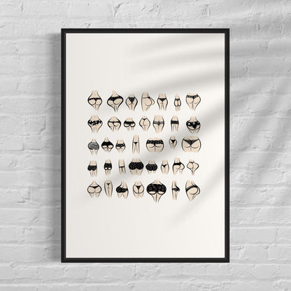 Funny Bum Print: Bathroom Wall Art Poster