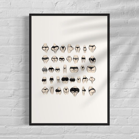 Funny Bum Print: Bathroom Wall Art Poster
