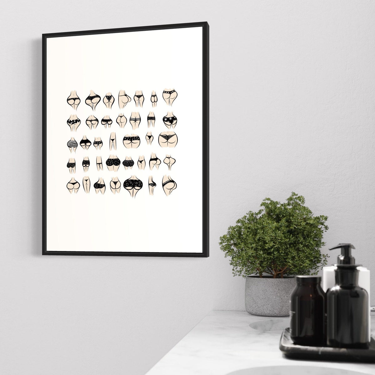 Funny Bum Print: Bathroom Wall Art Poster