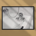 Load image into Gallery viewer, Skeleton in Bathtub Print: Gothic Bathroom Wall Art
