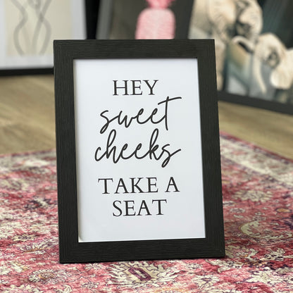 Funny Bathroom Prints - Sweet Cheeks Poster - Restroom Decor - Typography Art - WC Accessories