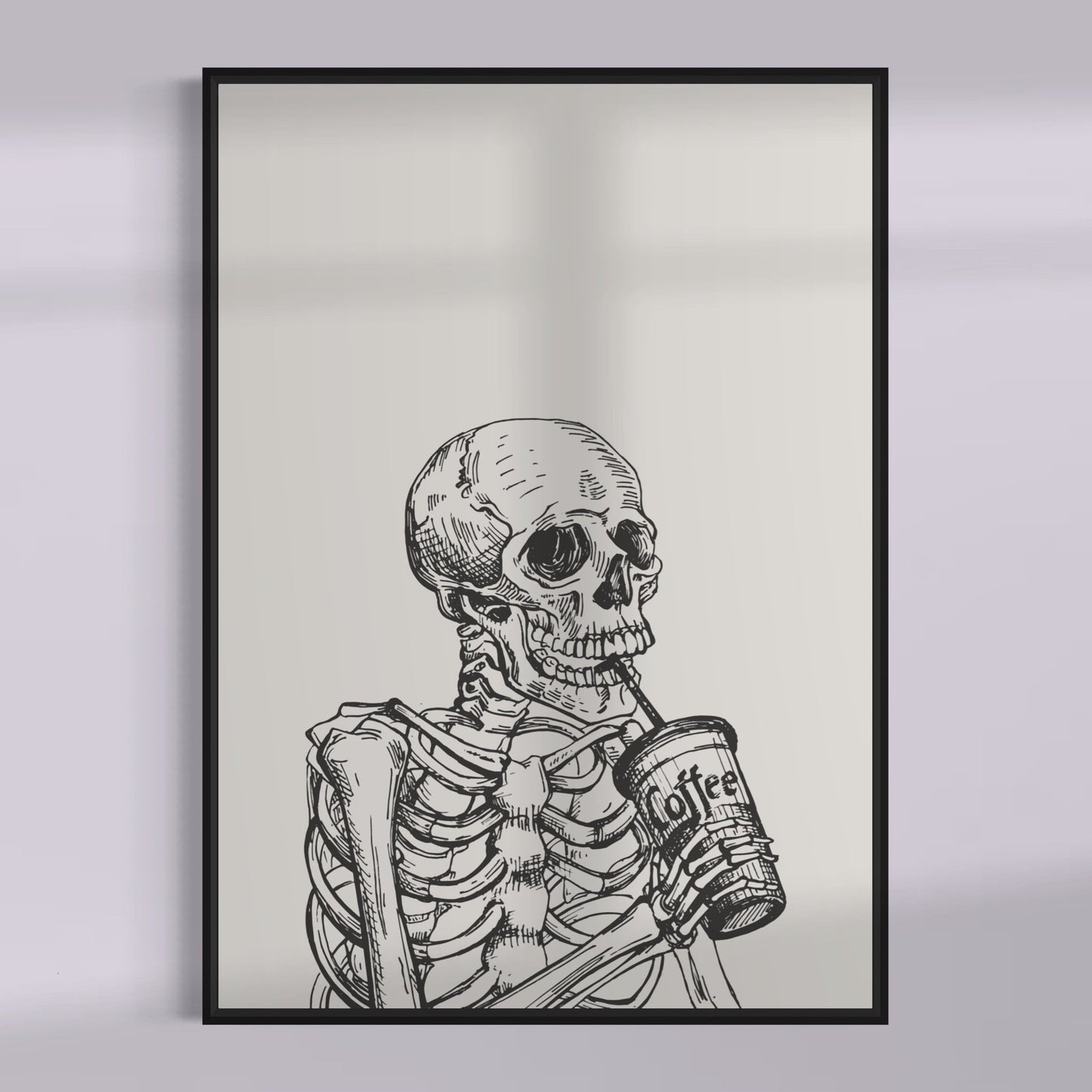 Skull Coffee Print: Gothic Skeleton Wall Art