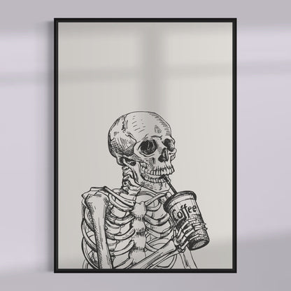 Skull Coffee Print: Gothic Skeleton Wall Art