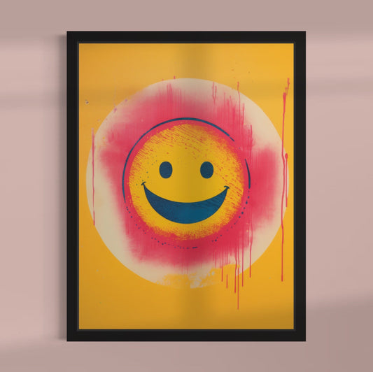 Smiley Face Print: Yellow Wall Art, Eclectic Gallery Poster