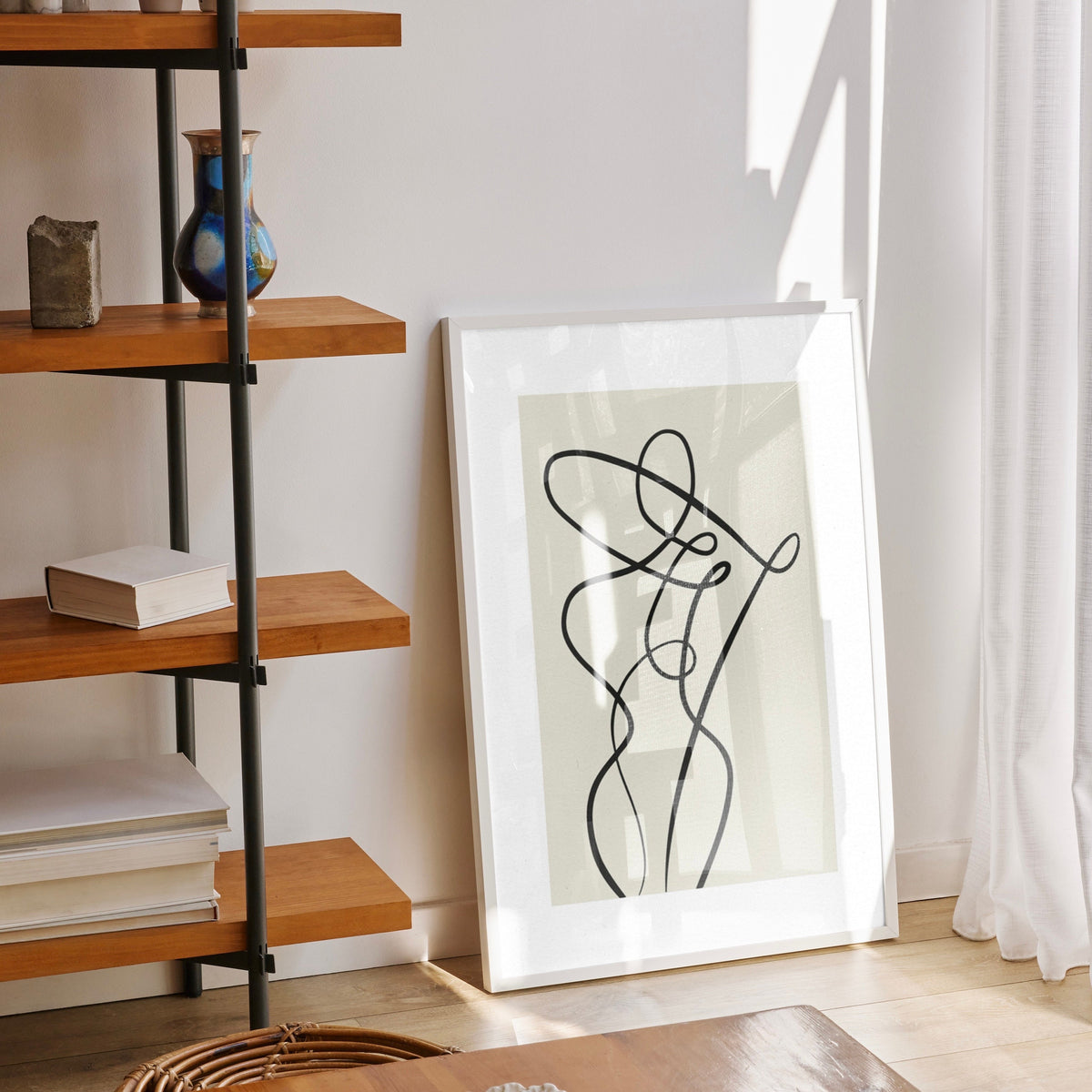 Abstract Line Art Print - Neutral Minimalist Decor - Line Prints