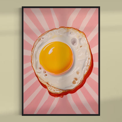 Fried Egg Kitchen Print: Bright Foodie Wall Art
