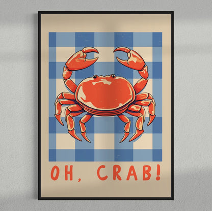 Crab Kitchen Print: Colorful Coastal Wall Art