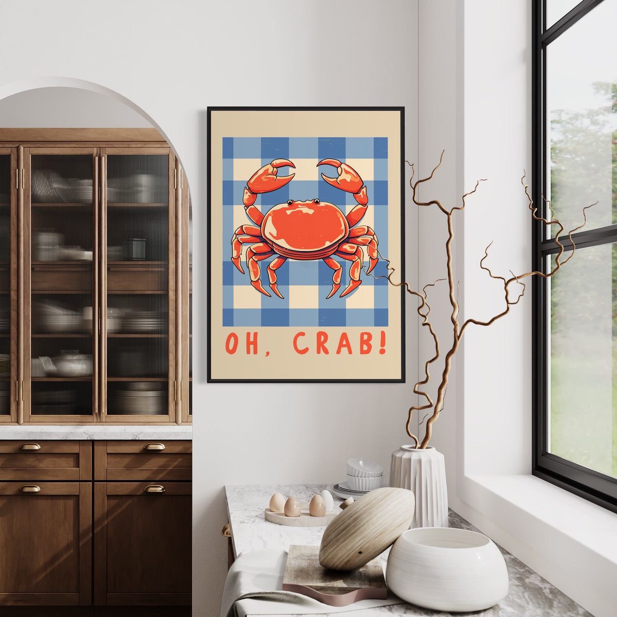 Crab Kitchen Print: Colorful Coastal Wall Art