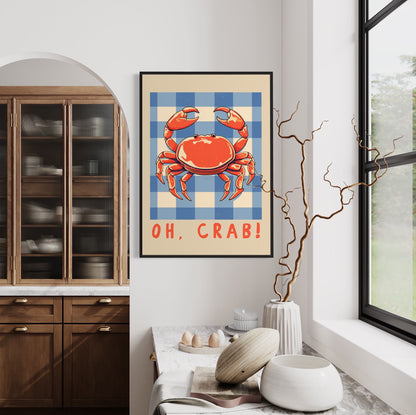 Crab Kitchen Print: Colorful Coastal Wall Art