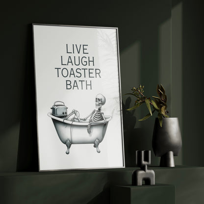 Funny Skeleton Bathroom Print: Dark Humor Skull Wall Art