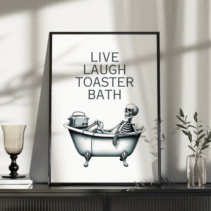 Funny Skeleton Bathroom Print: Dark Humor Skull Wall Art