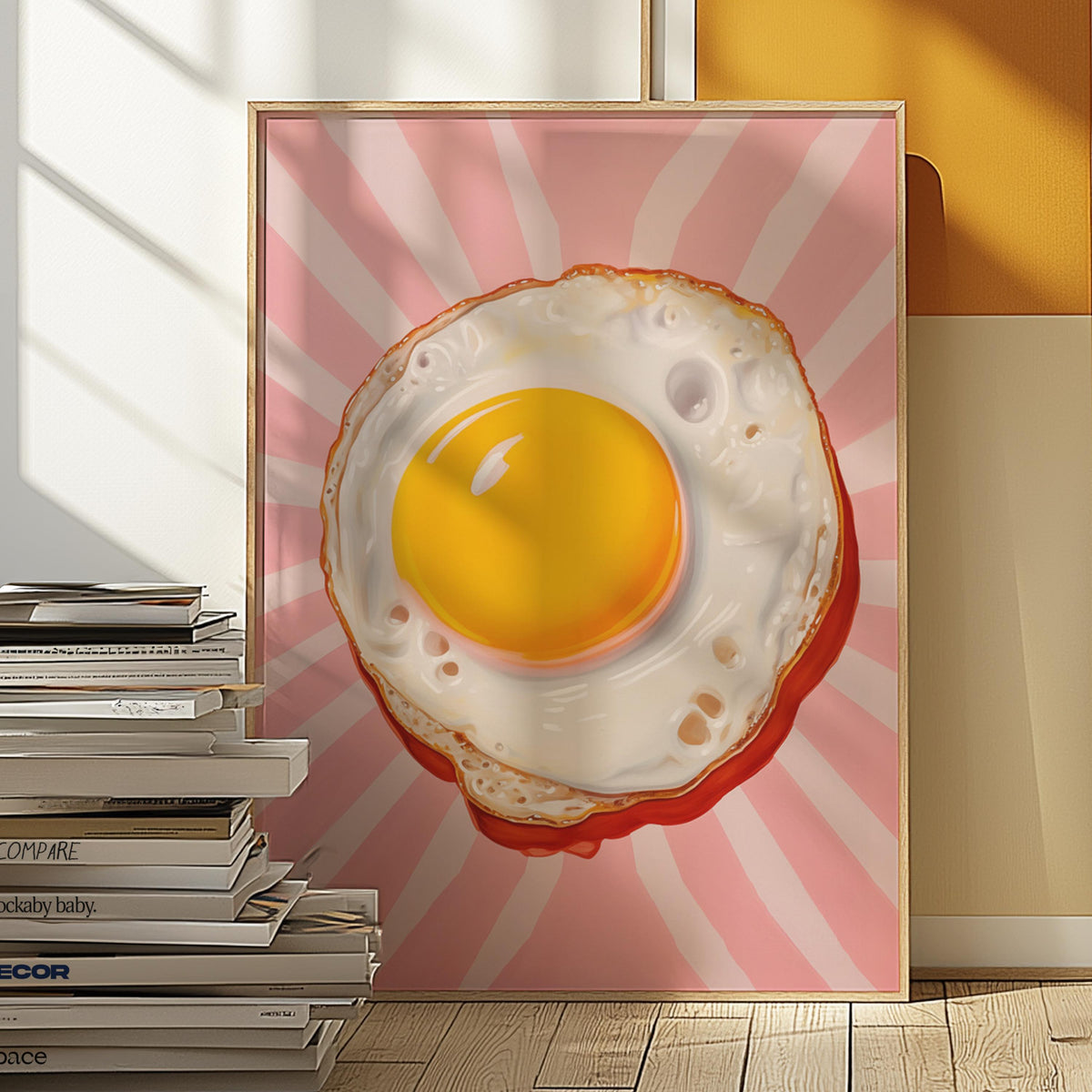Fried Egg Kitchen Print: Bright Foodie Wall Art