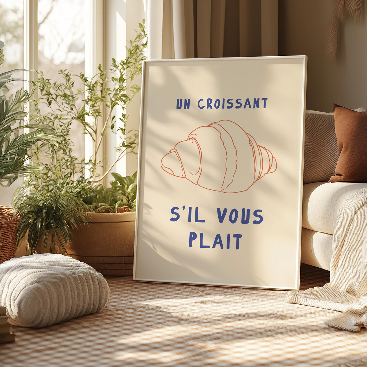 Croissant Kitchen Print: Cafe Breakfast Art, Neutral Decor