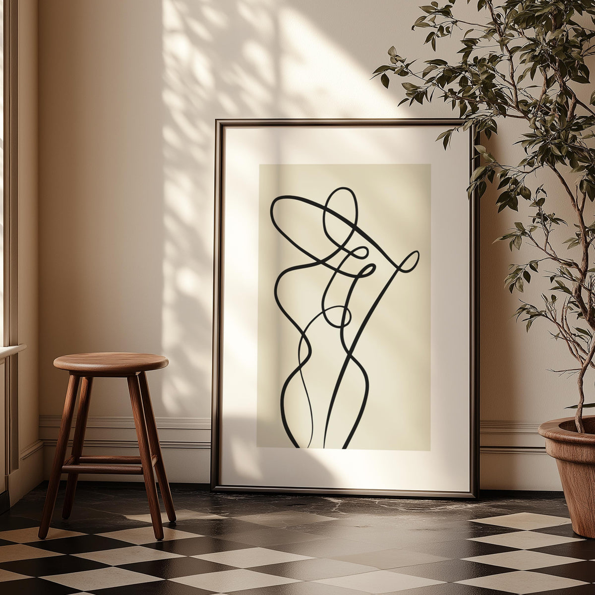 Abstract Line Art Print - Neutral Minimalist Decor - Line Prints