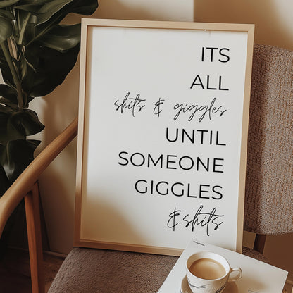 Shits and giggles | bathroom decor | toilet accessories | restroom prints