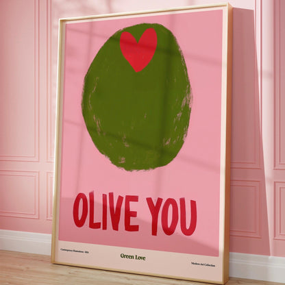 Olive You Kitchen Print: Fun Colorful Wall Art