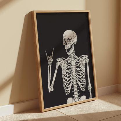Skull Skeleton Art Print: Gothic Emo Decor