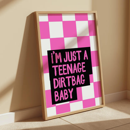 Song Lyrics Print: Pink Checkerboard, Emo Wall Art