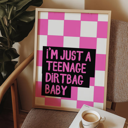 Song Lyrics Print: Pink Checkerboard, Emo Wall Art