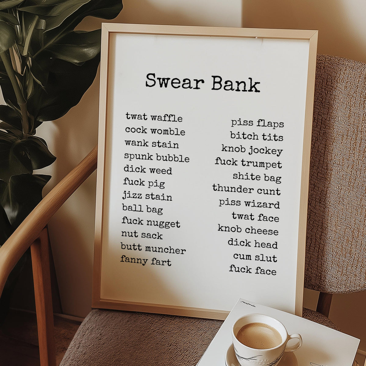 Swear Bank Print: Funny Rude Obscene Word Art Poster
